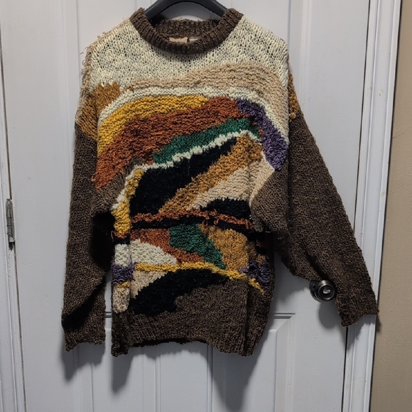 preferred Sweaters - Vintage Multicolor Abstract Knit Sweater